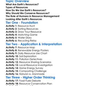 Earths Resources Worksheet Activity Booklet