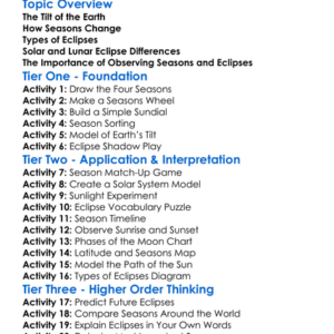 Earths Seasons And Eclipses Worksheet Activity Booklet