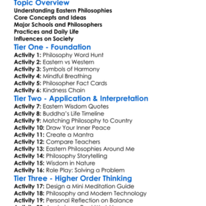 Eastern Philosophies Worksheet Activity Booklet