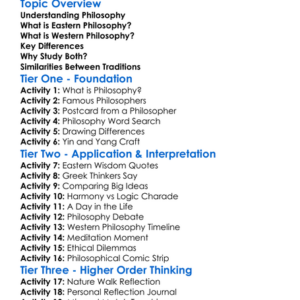 Eastern Vs Western Philosophy Worksheet Activity Booklet