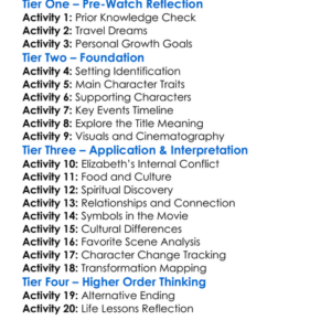 Eat Pray Love 2010 Worksheet Activity Booklet