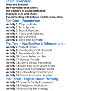 Echoes And Reverberation Worksheet Activity Booklet