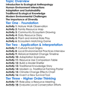 Ecological Anthropology Worksheet Activity Booklet