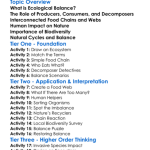 Ecological Balance Worksheet Activity Booklet