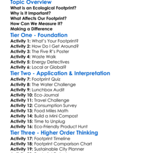 Ecological Footprint Worksheet Activity Booklet