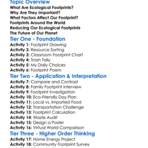 Ecological Footprints Worksheet Activity Booklet