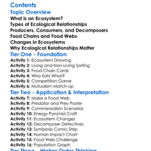 Ecological Relationships In Ecosystems Worksheet Activity Booklet