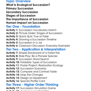 Ecological Succession Worksheet Activity Booklet