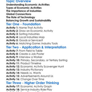 Economic Activities And Industries Worksheet Activity Booklet