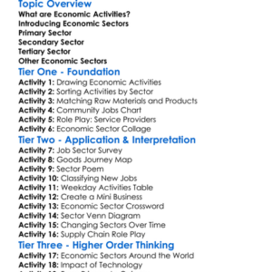 Economic Activities And Sectors Worksheet Activity Booklet