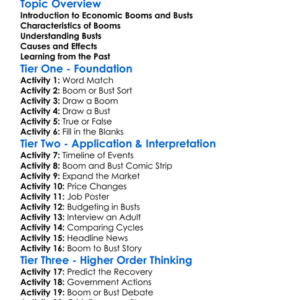 Economic Booms And Busts Worksheet Activity Booklet