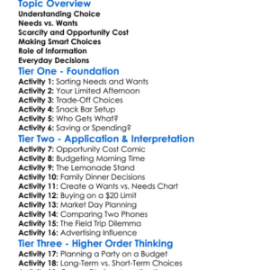 Economic Decision Making Worksheet Activity Booklet