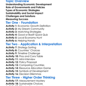Economic Development Strategies Worksheet Activity Booklet