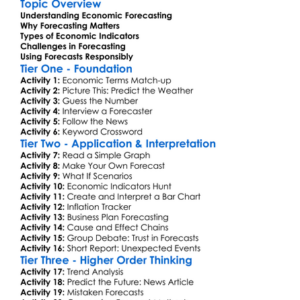 Economic Forecasting Worksheet Activity Booklet