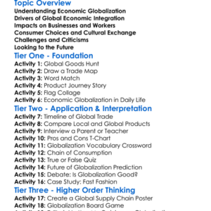 Economic Globalization Worksheet Activity Booklet