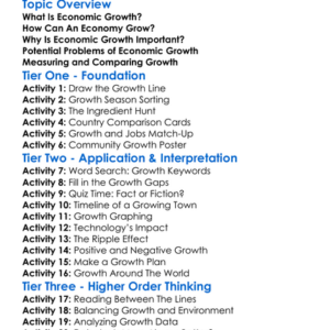 Economic Growth Worksheet Activity Booklet