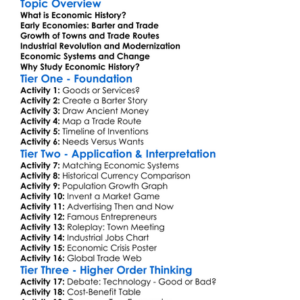 Economic History Worksheet Activity Booklet