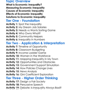 Economic Inequality Worksheet Activity Booklet