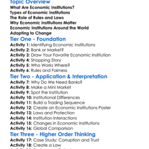 Economic Institutions Worksheet Activity Booklet