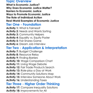 Economic Justice Worksheet Activity Booklet