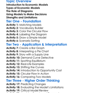 Economic Models And Diagrams Worksheet Activity Booklet