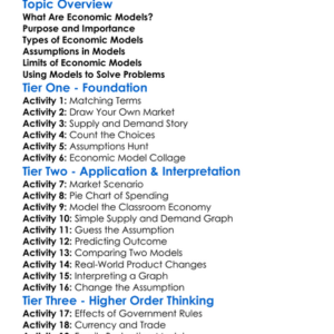 Economic Models Worksheet Activity Booklet