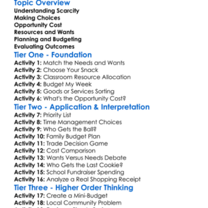 Economic Problem-Solving Skills Worksheet Activity Booklet