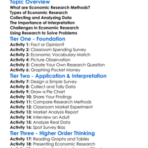 Economic Research Methods Worksheet Activity Booklet