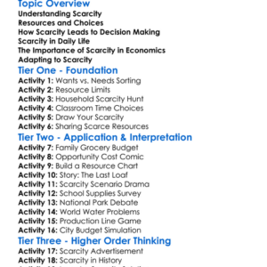 Economic Scarcity Worksheet Activity Booklet