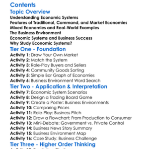 Economic Systems And Business Environment Worksheet Activity Booklet