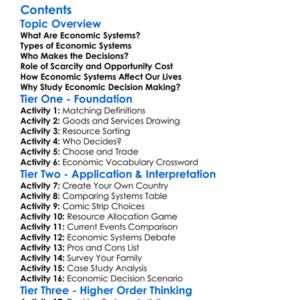 Economic Systems And Decision Making Worksheet Activity Booklet