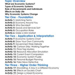 Economic Systems And Society Worksheet Activity Booklet