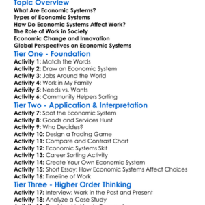 Economic Systems And Work Worksheet Activity Booklet