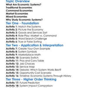 Economic Systems Comparison Worksheet Activity Booklet
