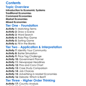 Economic Systems In Different Societies Worksheet Activity Booklet