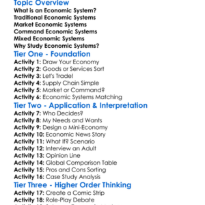 Economic Systems In Societies Worksheet Activity Booklet