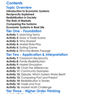 Economic Systems Reciprocity Redistribution Markets Worksheet Activity Booklet