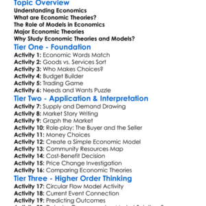 Economic Theories And Models Worksheet Activity Booklet