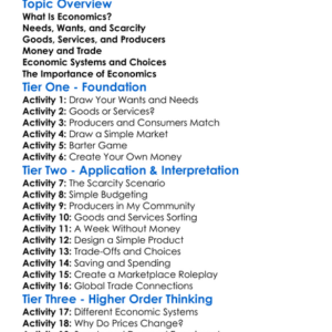 Economics Basics Worksheet Activity Booklet