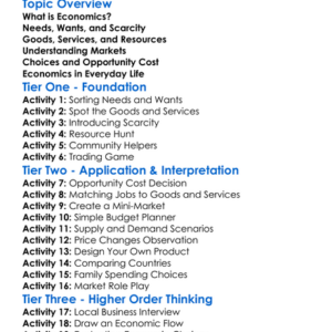 Economics Fundamentals Worksheet Activity Booklet