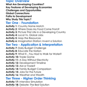 Economics Of Developing Countries Worksheet Activity Booklet