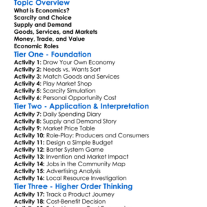 Economics Principles Worksheet Activity Booklet
