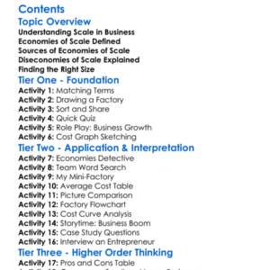 Economies And Diseconomies Of Scale Worksheet Activity Booklet
