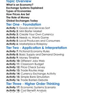 Economy And Exchange Systems Worksheet Activity Booklet