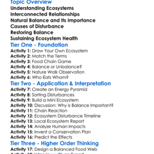 Ecosystem Balance And Disturbance Worksheet Activity Booklet