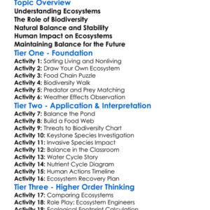 Ecosystem Balance And Stability Worksheet Activity Booklet