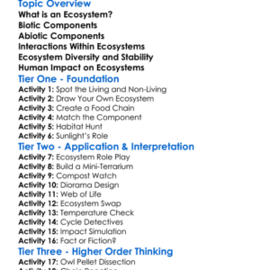 Ecosystem Components Worksheet Activity Booklet