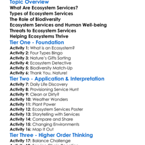 Ecosystem Services Worksheet Activity Booklet