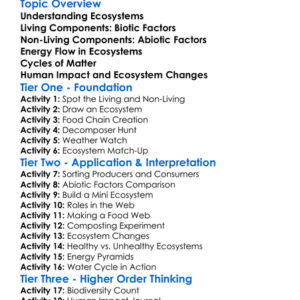 Ecosystem Structure Worksheet Activity Booklet