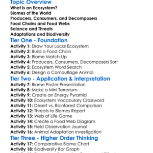 Ecosystems And Biomes Worksheet Activity Booklet